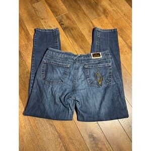 Baby Phat Jeans Blue Denim Embroidered Cat Logo Bootcut‎ Women Size 9